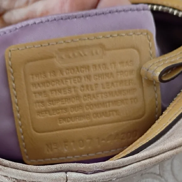 Coach Shimmering Beige Shoulder Bag Y2K 90s Hobo Mia - Picture 10 of 13